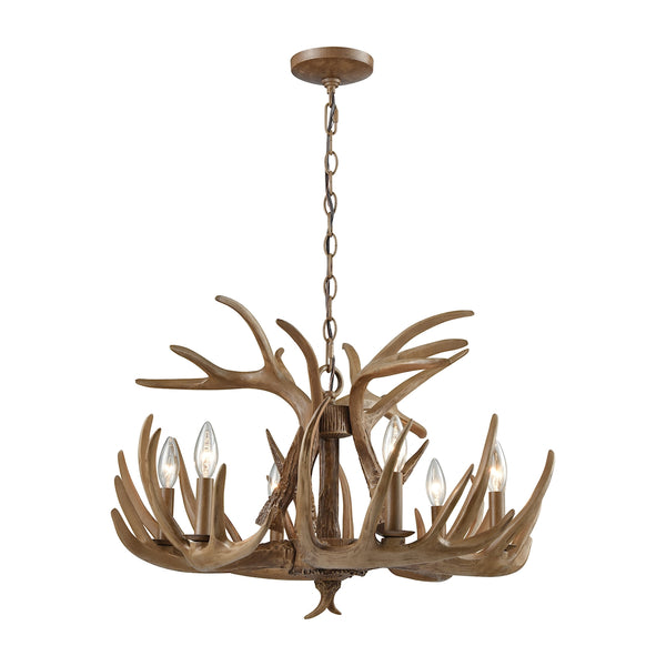 Elk 6 Light Chandelier In Wood Brown