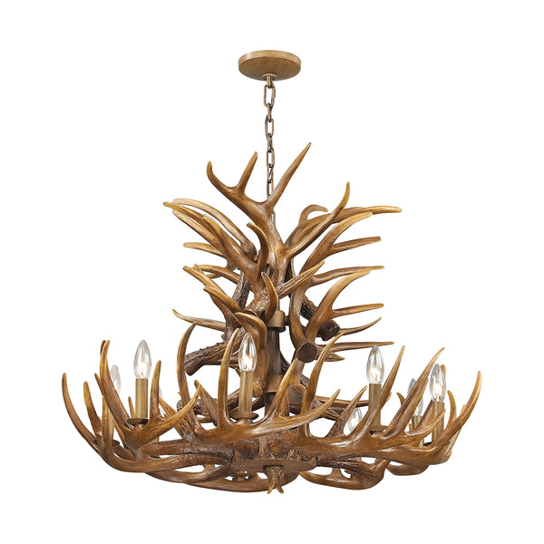 Elk 9 Light Chandelier In Wood Brown