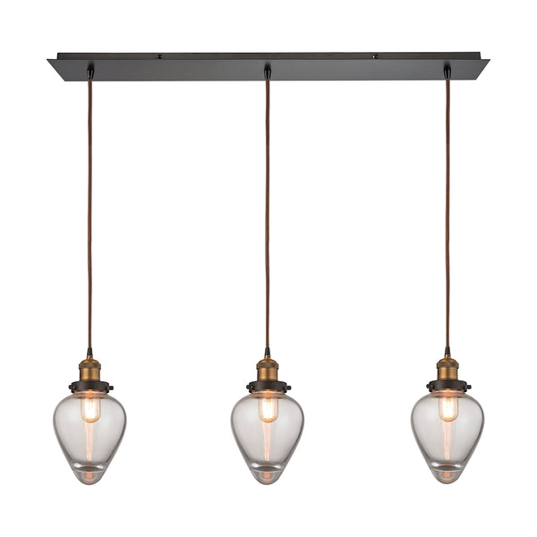 Bartram 3 Light Pendant In Oil Rubbed Bronze And Antique Brass