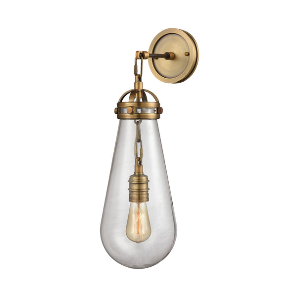 Gramercy 1 Light Wall Sconce In Classic Brass With Clear Glass