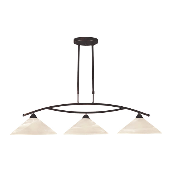 Elysburg 3 Light Island In Oil Rubbed Bronze And White Glass