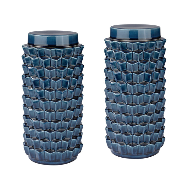 Accordion Crackled Blue Jars