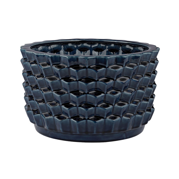 Accordion Crackled Blue Pot
