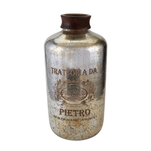 Oversized Antique Mercury Glass Bottle
