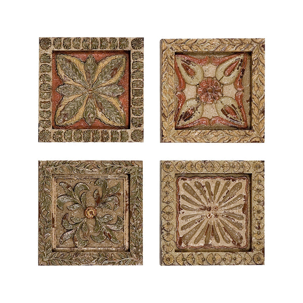 Carved Wall Plaques - Set of 4