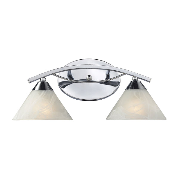 Elysburg 2 Light Vanity In Polished Chrome And White Glass