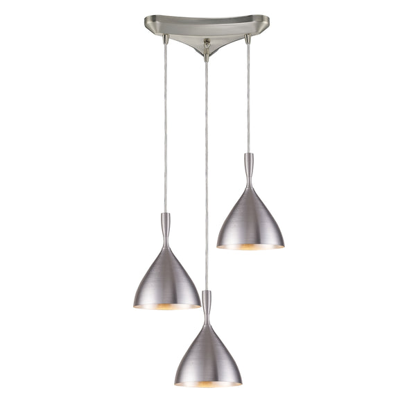 Spun Aluminum 3 LED Light Pendant In Aluminum