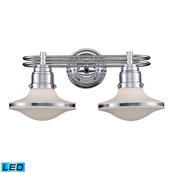 Retrospective 2 Light LED Vanity In Polished Chrome And Opal White Glass