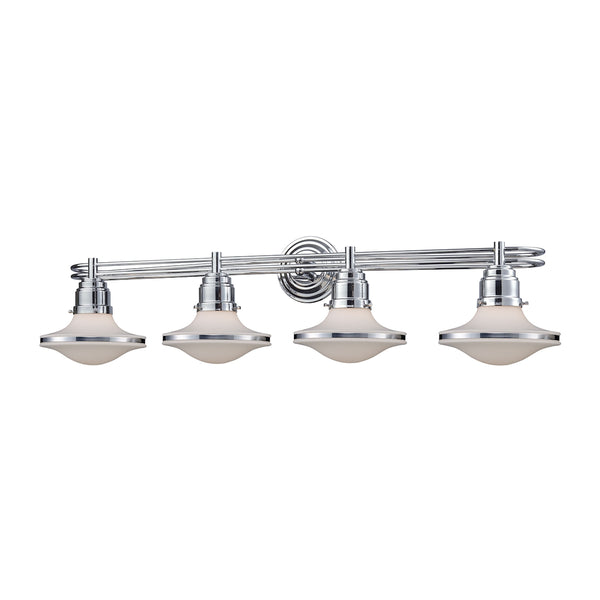 Retrospectives 4 Light Vanity In Polished Chrome With Opal White Glass