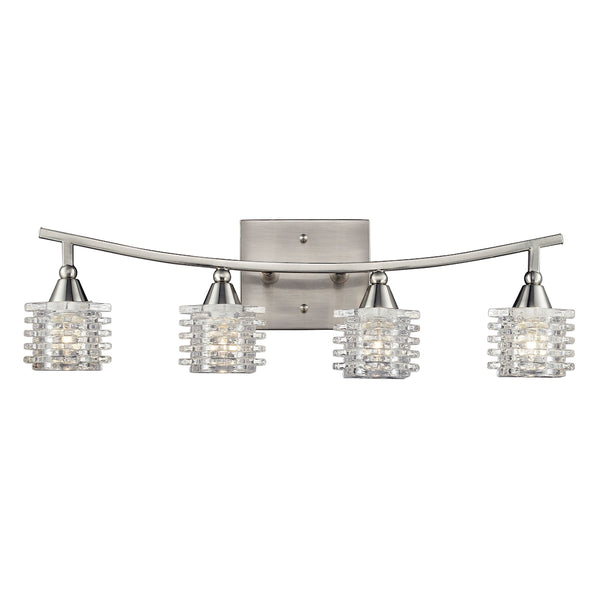 Matrix 4 Light Vanity In Satin Nickel And Clear Glass