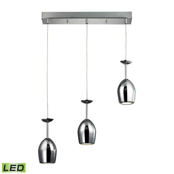 Vasso Chromo 3 Light LED Pendant In Polished Chrome