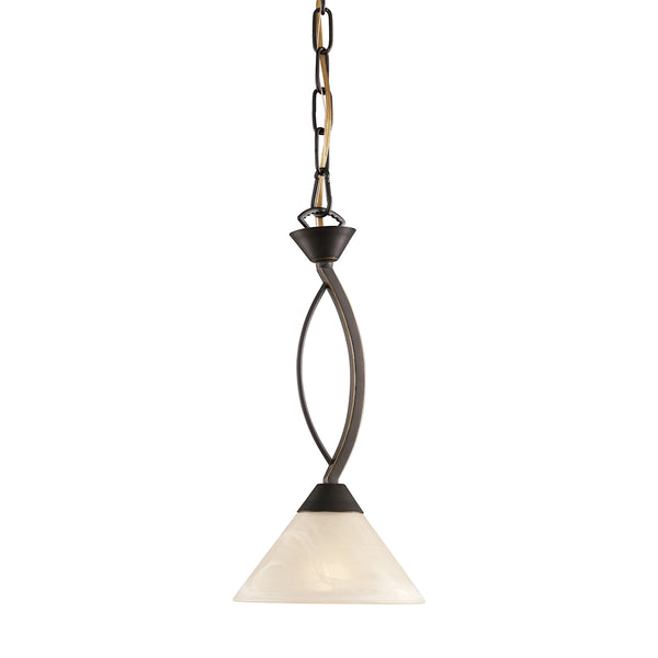Elysburg 1 Light Pendant In Oil Rubbed Bronze And White Glass