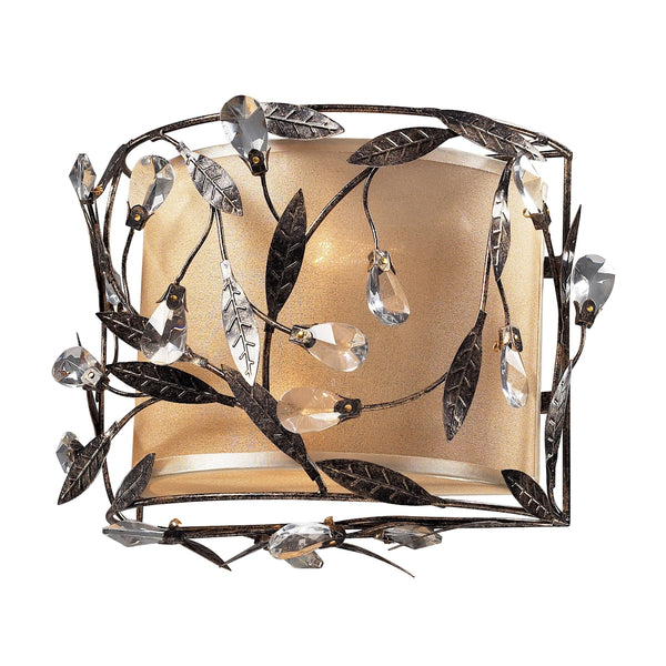Circeo 2 Light Sconce In Deep Rust And Glass Crystals