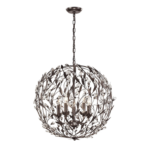 Circeo 5 Light Pendant In Deep Rust