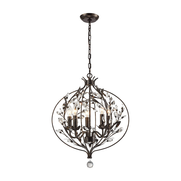 Circeo 5 Light Chandelier In Deep Rust