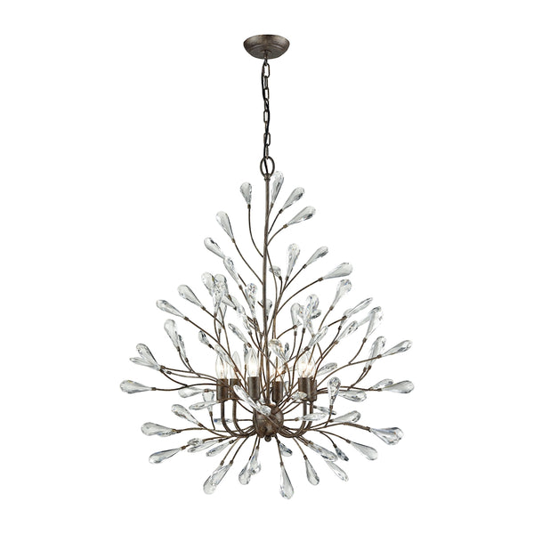 Crislett 6 Light Chandelier In Sunglow Bronze With Clear Crystal