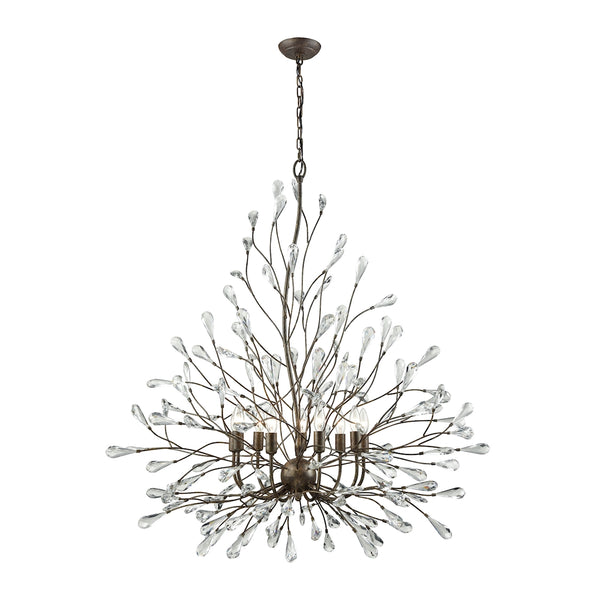Crislett 9 Light Chandelier In Sunglow Bronze With Clear Crystal