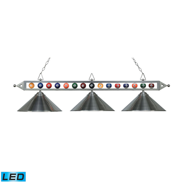 Designer Classics 3 Light LED Billiard In Satin Nickel