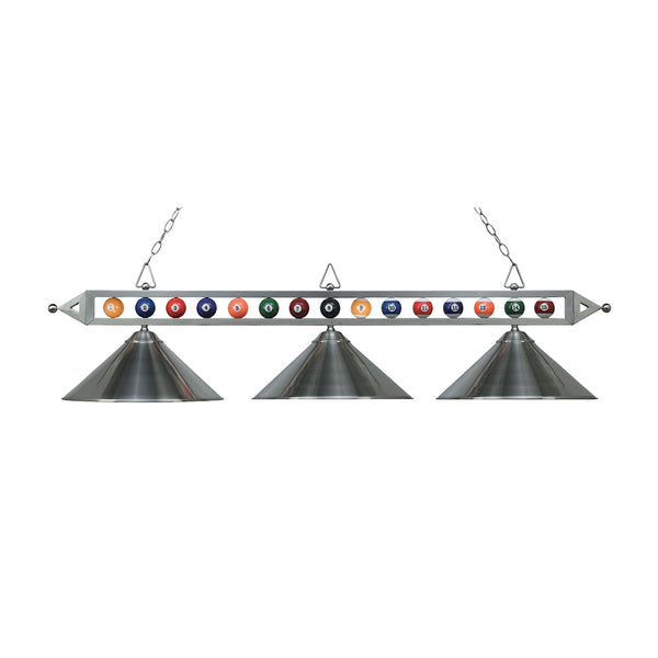 Designer Classics 3 Light Billiard In Satin Nickel