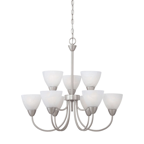TIA chandelier Matte Nickel 9x60W 120V