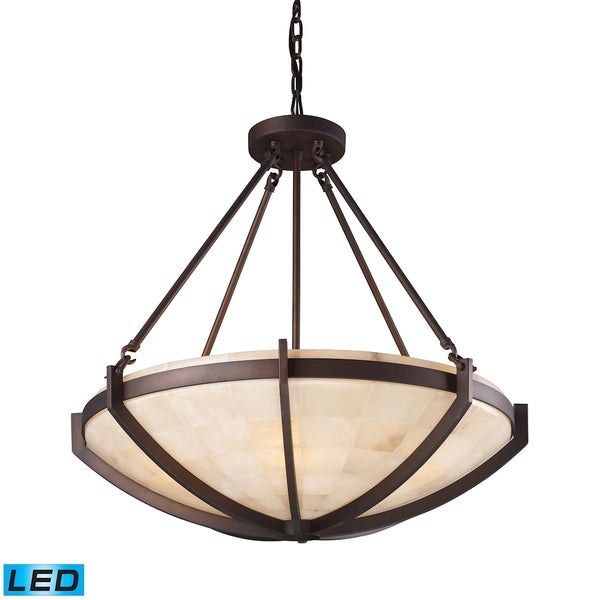 Spanish Mosaic 6 Light LED Pendant In Aged Bronze