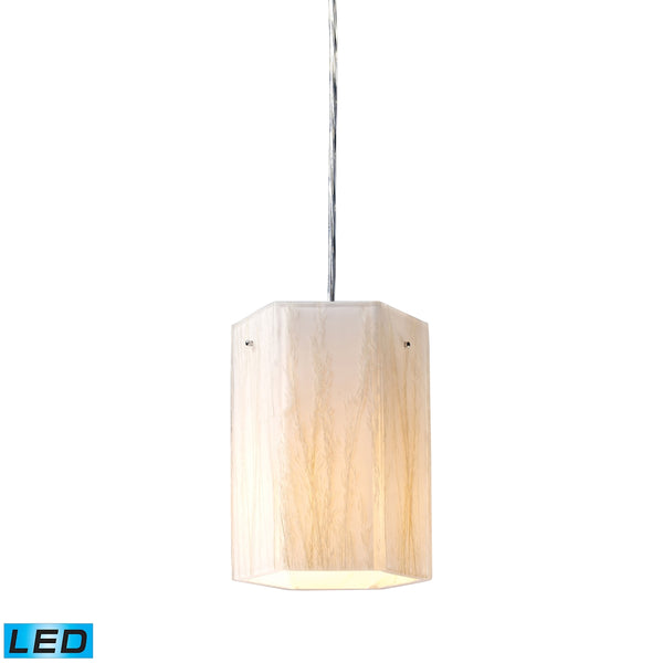 Modern Organics 1 Light LED Pendant In Polished Chrome And White Sawgrass