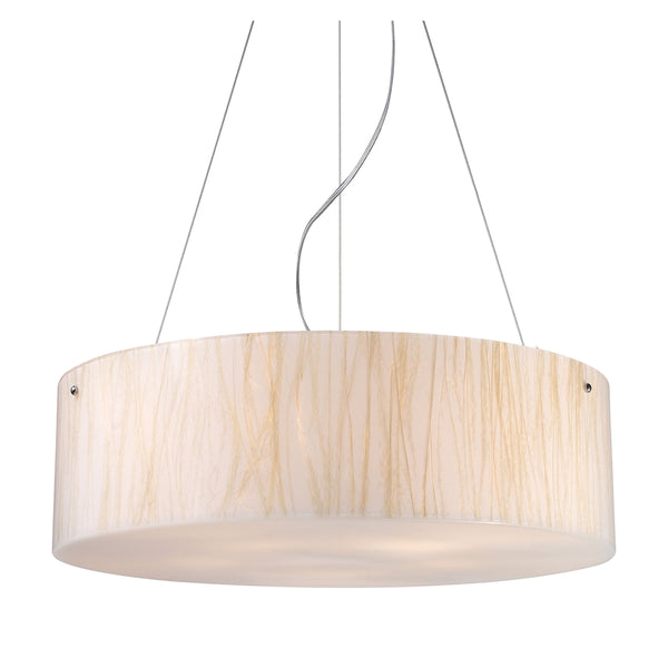 Modern Organics 5 Light Pendant In Polished Chrome And White Sawgrass