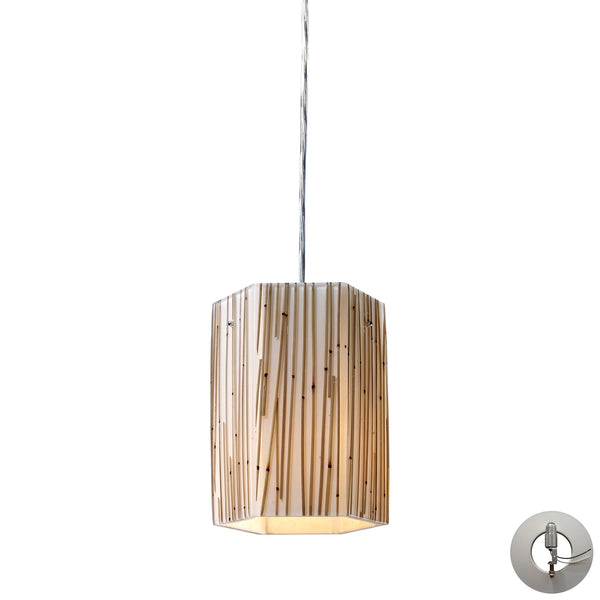 Modern Organics 1 Light Pendant In Polished Chrome And Bamboo Stem - Includes Recessed Lighting Kit