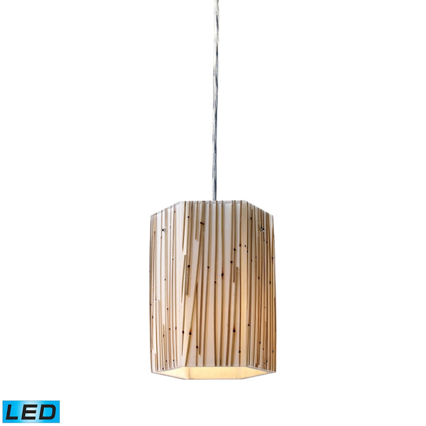 Modern Organics 1 Light LED Pendant In Polished Chrome And Bamboo Stem