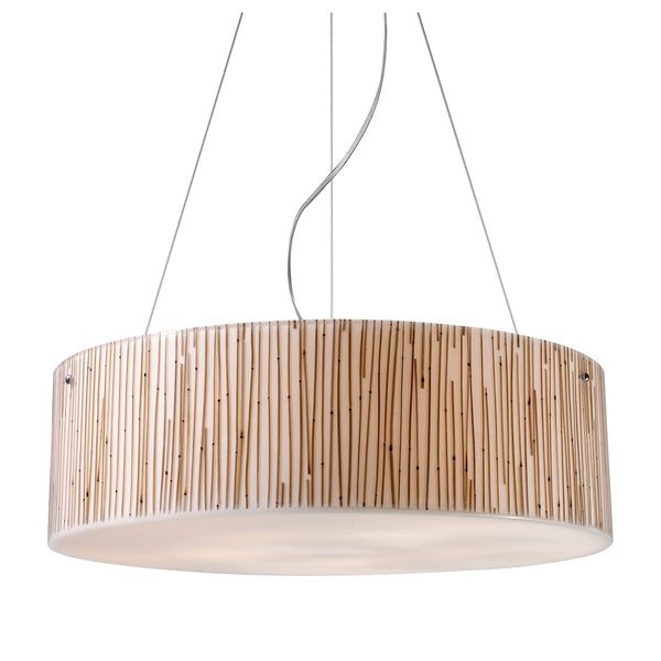 Modern Organics 5 Light Pendant In Polished Chrome And Bamboo Stem