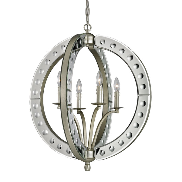 Mariana 4 Light Pendant In Speckled Silver