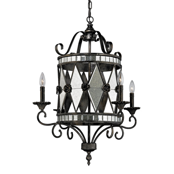 Mariana 4 Light Chandelier In Blackened Silver