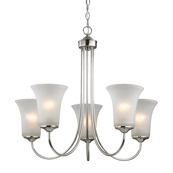 Charleston 5 Light Chandeier In Brushed Nickel