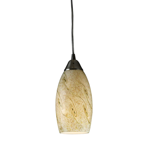 Galaxy 1 Light LED Pendant In Creamy Mint And Satin Nickel