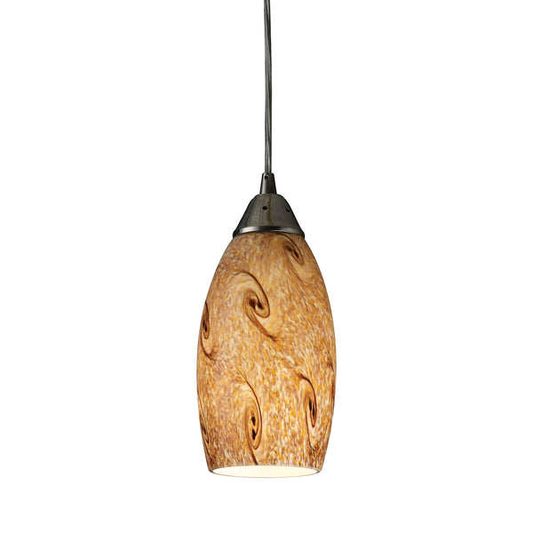 Galaxy 1 Light Pendant In Misty Lavendar And Satin Nickel