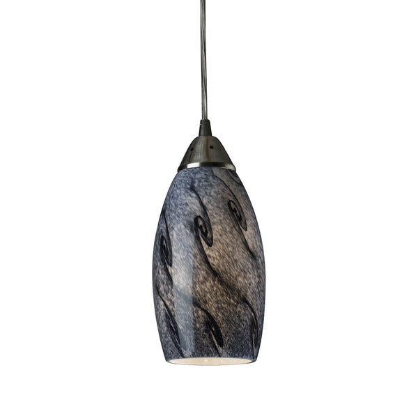 Galaxy 1 Light LED Pendant In Smoke And Satin Nickel