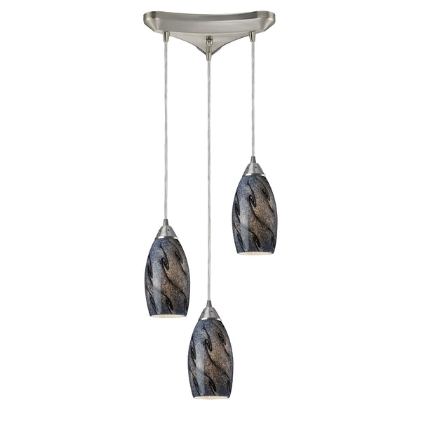 Galaxy 3 Light Pendant In Smoke And Satin Nickel