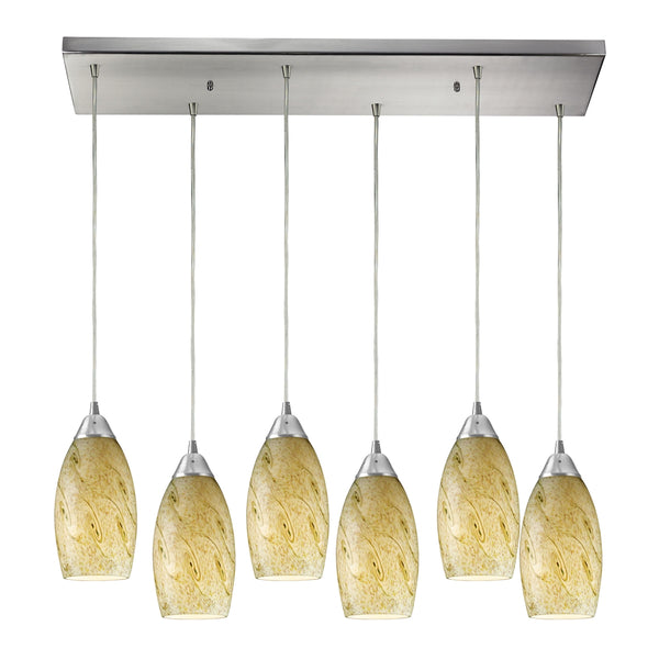 Galaxy 6- LED Light Pendant In Satin Nickel
