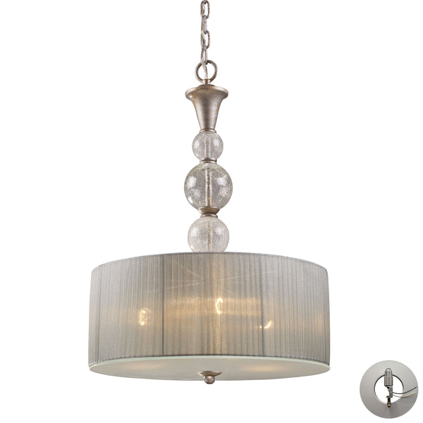 Alexis 3 Light Pendant In Antique Silver With Adapter Kit