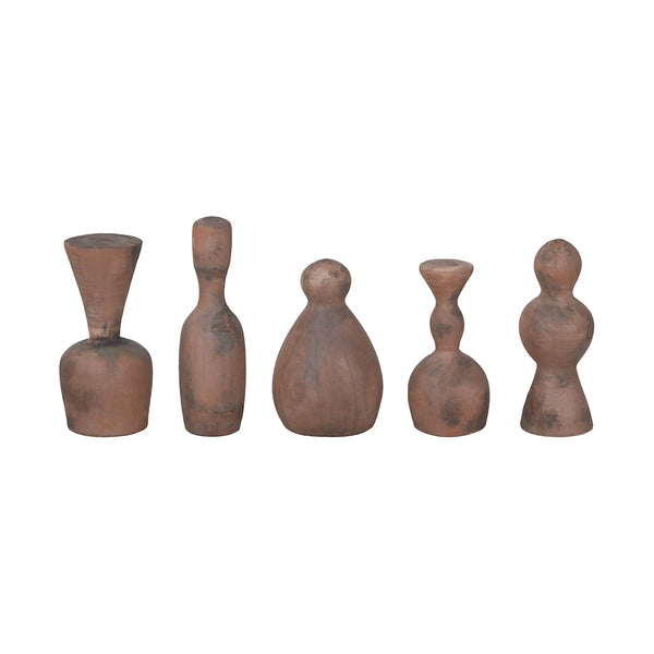 Terra Cotta Artifacts II In Aged Terra Cotta - Set of 5
