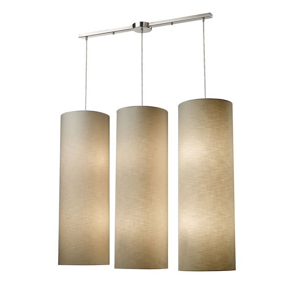 Fabric Cylinder 12 Light Pendant In Satin Nickel