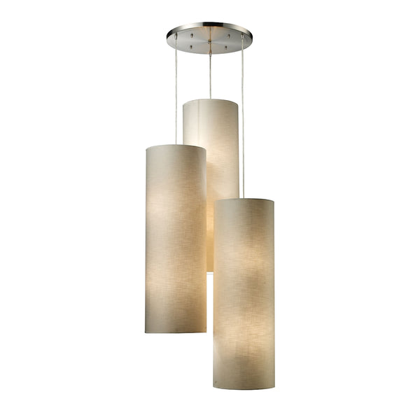 Fabric Cylinder 12 Light Pendant In Satin Nickel