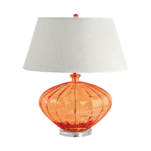 Recycled Fluted Glass Urn Table Lamp In Orange