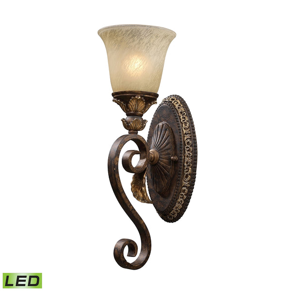 Regency 1 Light LED Vanity In Burnt Bronze And Gold Leaf