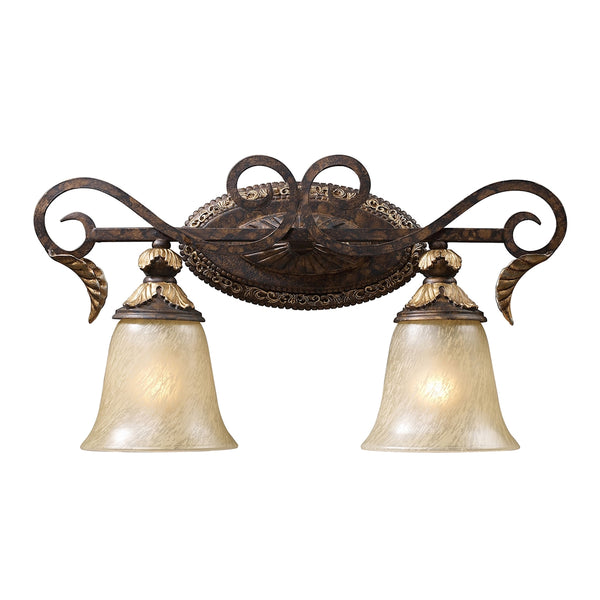 Regency 2 Light Vanity In Burnt Bronze And Gold Leaf