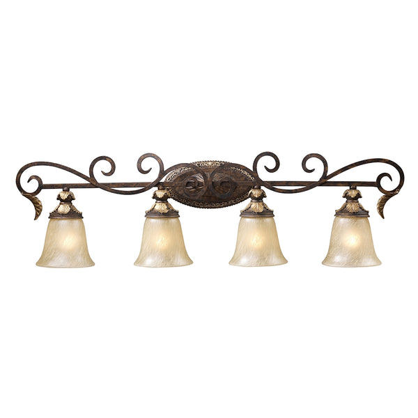 Regency 4 Light Vanity In Burnt Bronze And Gold Leaf