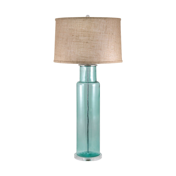 Recycled Glass Cylinder Table Lamp In Blue