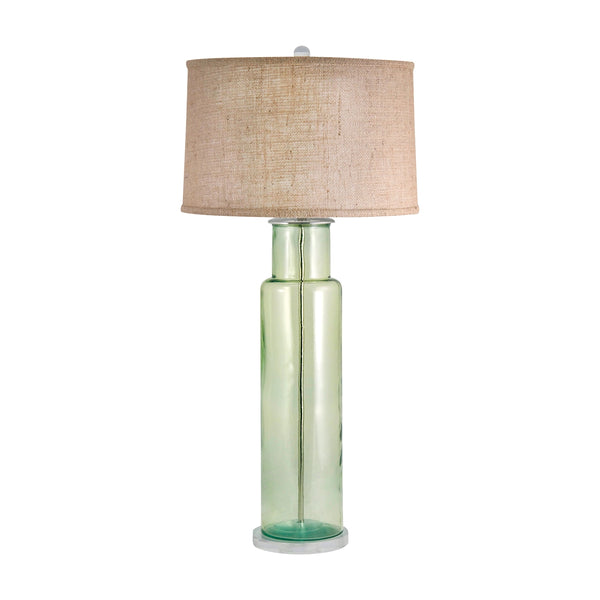 Recycled Glass Cylinder Table Lamp In Green