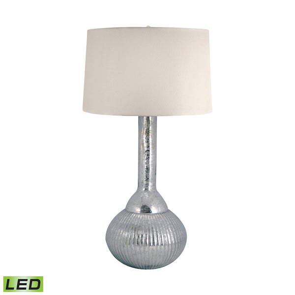 Fluted Mercury Glass LED Table Lamp In Silver