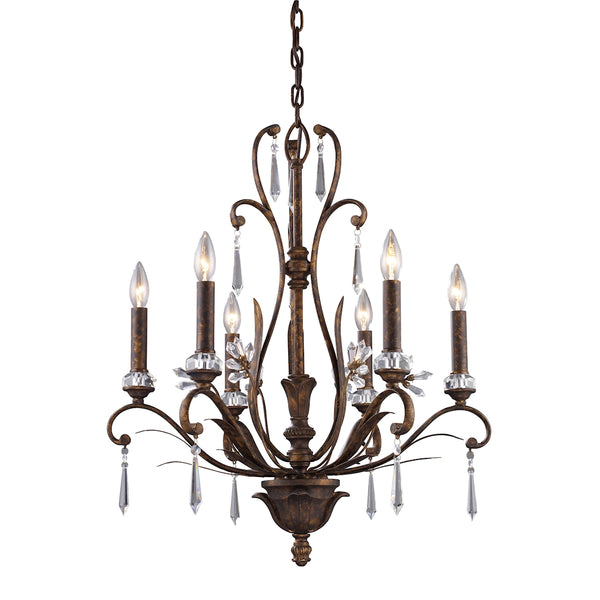 Emilion 6 Light Chandelier In Burnt Bronze
